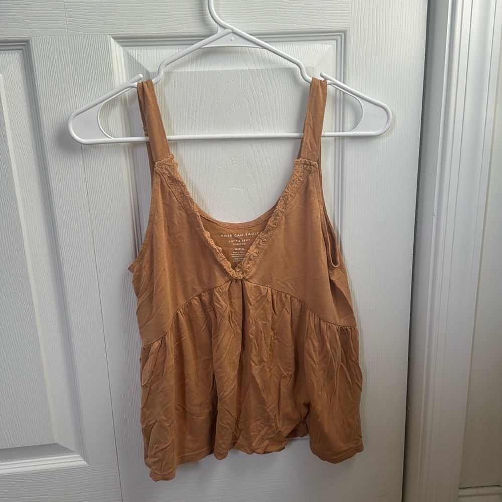 Mustard tank top with lace detail